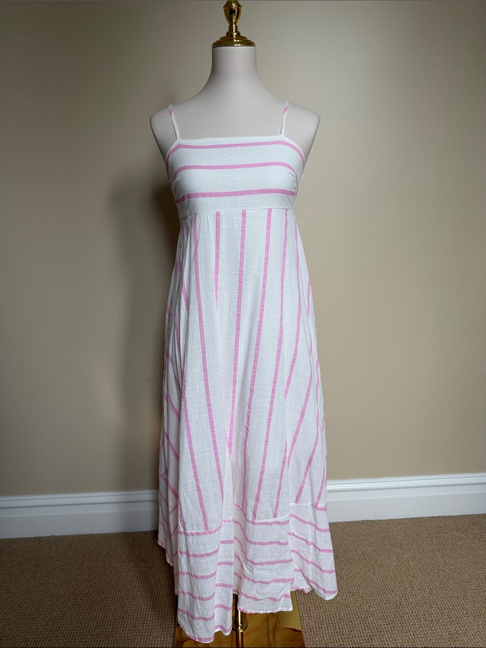 Petal + Pup Pink White Striped Cotton Maxi Sundress Size M
